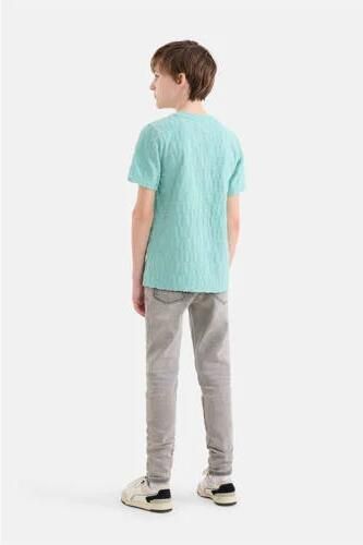 Shoeby T-shirt met tekst lichtblauw Jongens Stretchkatoen Ronde hals Tekst 146 152
