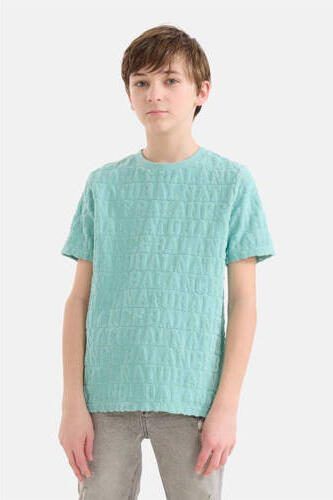 Shoeby T-shirt met tekst lichtblauw Jongens Stretchkatoen Ronde hals Tekst 146 152 - Foto 2