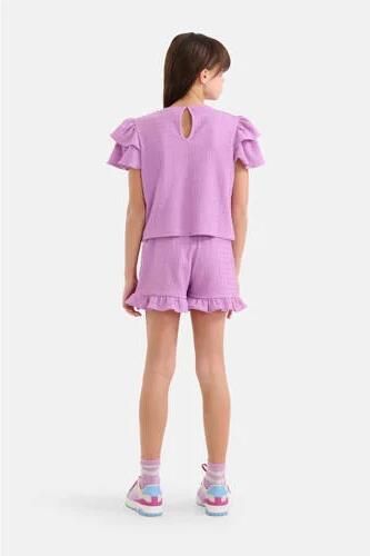 Shoeby T-shirt paars Meisjes Polyester Ronde hals Effen 134 140 - Foto 2