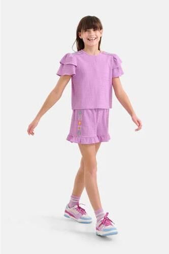 Shoeby T-shirt paars Meisjes Polyester Ronde hals Effen 134 140 - Foto 3