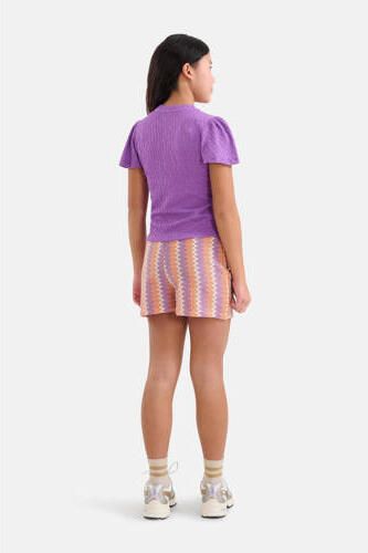 Shoeby T-shirt paars Meisjes Viscose Ronde hals Effen 110 116