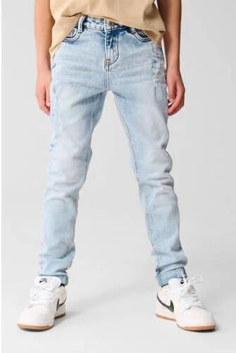 Shoeby tapered fit jeans bleached Blauw Jongens Katoen Effen 176