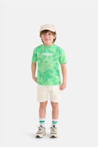 Shoeby tie-dye T-shirt groen lichtgroen Jongens Katoen Ronde hals Tie-dye 122 128 - Foto 3