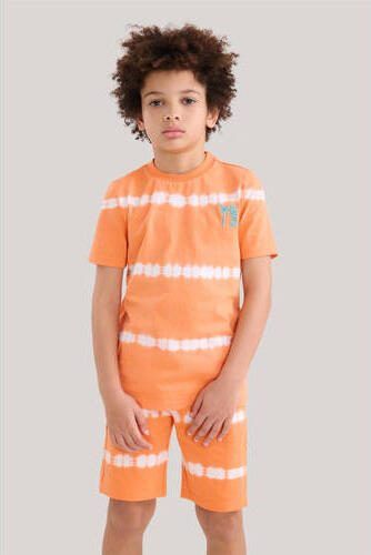 Shoeby tie-dye T-shirt oranje Jongens Katoen Ronde hals Tie-dye 110 116