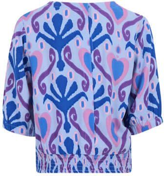 Shoeby top met all over print blauw Meisjes Viscose Ronde hals All over print 110 116 - Foto 3