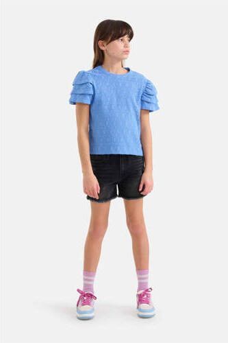 Shoeby top met open details blauw Meisjes Polyester Ronde hals Effen 146 152 - Foto 2