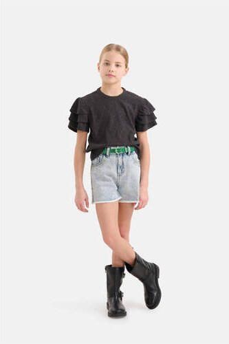 Shoeby top met textuur zwart Meisjes Polyester Ronde hals Effen 170 176 - Foto 2
