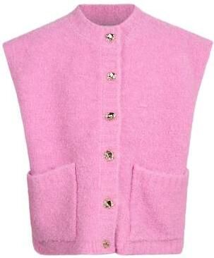 Shoeby tweed gilet met wol roze Effen