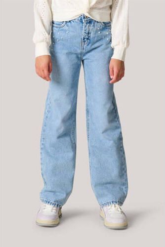 Shoeby wide leg jeans medium blue denim Blauw Effen 134