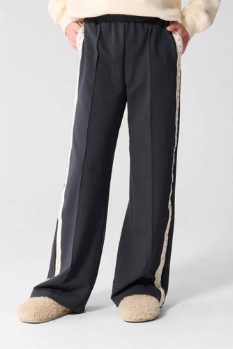 Shoeby wide leg sweatpant met studs antraciet Broek Grijs Meisjes Polyester