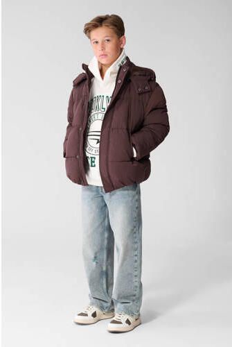Shoeby winter pufferjas donkerbruin Jongens Polyamide Capuchon Effen - Foto 5