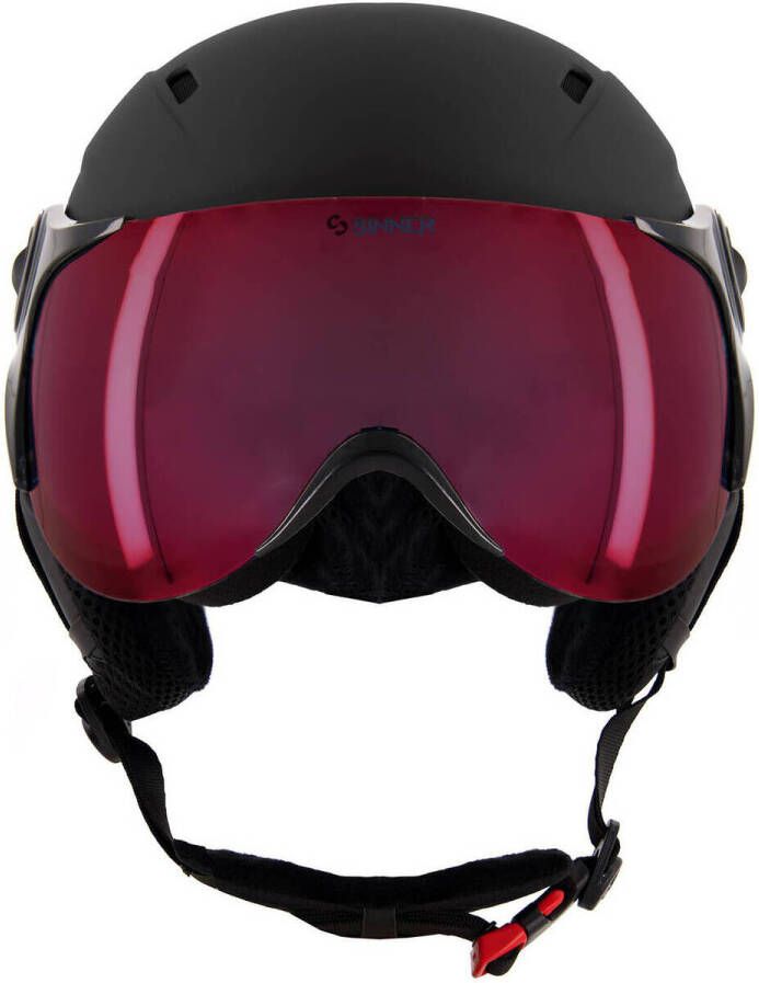 Sinner ski helm met vizier Typhoon Visor mat zwart (rode lens) Skihelm ABS 53
