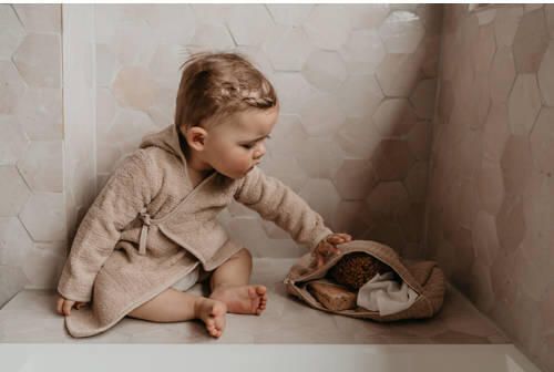 Snoozebaby badjas Desert Sand Beige Katoen Capuchon Effen 74 80 - Foto 3