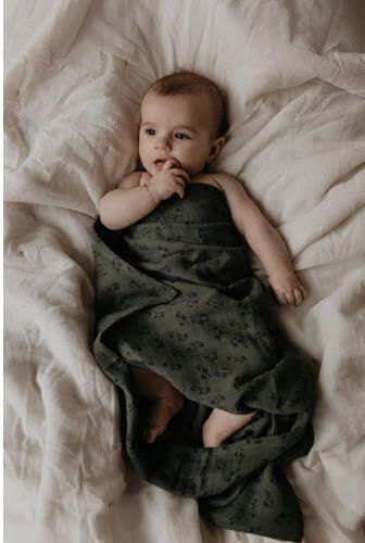 Snoozebaby hydrofiele swaddle 120x120 cm Dark Green Groen All over print - Foto 2