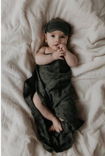 Snoozebaby hydrofiele swaddle 80x80 cm Dark Green Groen All over print - Foto 2