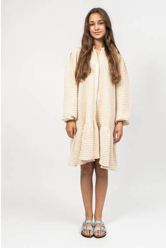 Sofie Schnoor jurk ecru Meisjes Polyester Opstaande kraag Effen 140
