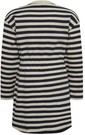 Sofie Schnoor Petit by gestreepte sweatjurk donkerblauw wit Meisjes Katoen Ronde hals 104