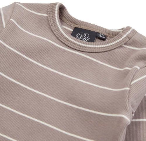 Sofie Schnoor Petit by romper taupe wit Bruin Stretchkatoen Ronde hals 74