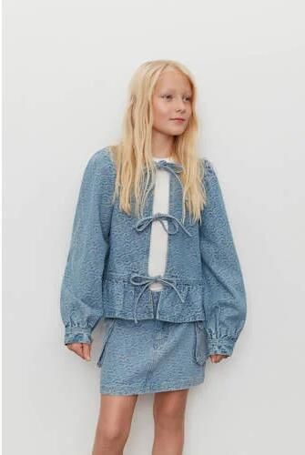 Sofie Schnoor spijkerrok met hartjes light blue denim Blauw Hartjes 128 - Foto 7