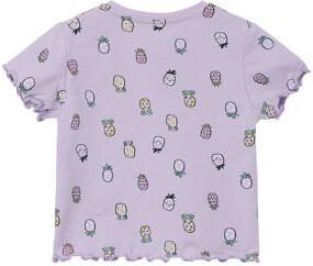 S.Oliver baby T-shirt met all over print lila Paars Meisjes Stretchkatoen Ronde hals 50 56