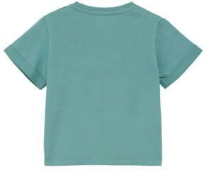 S.Oliver baby T-shirt met printopdruk petrol Blauw Jongens Katoen Ronde hals 50 56