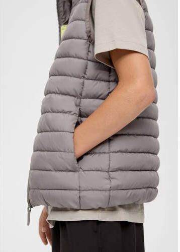 S.Oliver bodywarmer lichtgrijs Jongens Polyester Opstaande kraag Effen 134 140