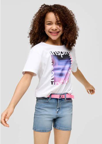 S.Oliver denim short medium blue denim Korte broek Blauw Meisjes Stretchdenim 134 - Foto 3