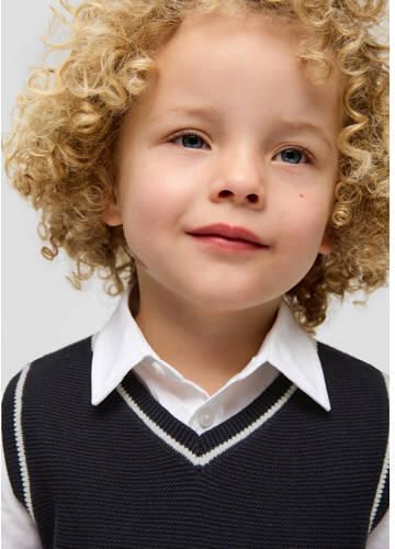 S.Oliver donkerblauw wit Spencer Jongens Katoen V-hals Effen 104 110