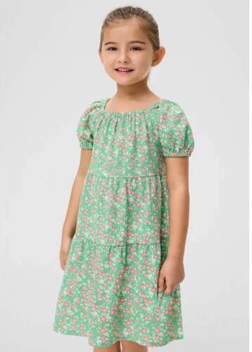 S.Oliver gebloemde jurk groen roze Meisjes Polyester Boothals Bloemen 128