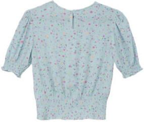 S.Oliver gebloemde top lichtblauw Meisjes Viscose Ronde hals Bloemen 158 164 - Foto 3