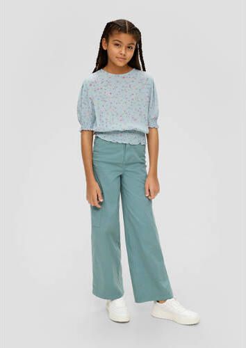 S.Oliver gebloemde top lichtblauw Meisjes Viscose Ronde hals Bloemen 158 164 - Foto 2