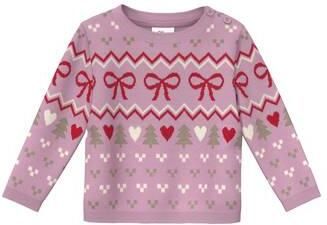 S.Oliver gebreide kersttrui met print roze Meisjes Viscose Ronde hals