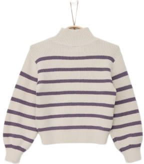 S.Oliver gebreide trui ecru Meisjes Viscose Opstaande kraag Streep 104 110