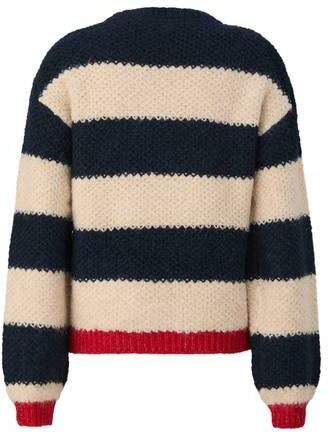 S.Oliver gestreepte gebreide trui donkerblauw beige Meisjes Polyester Ronde hals - Foto 3