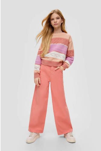 S.Oliver gestreepte trui roze oranje wit Multi Meisjes Polyester Ronde hals 134 140 - Foto 2