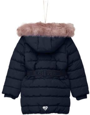 S.Oliver gewatteerde winterjas donkerblauw Meisjes Polyester Capuchon Effen 110