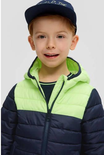 S.Oliver gewatteerde zomerjas donkerblauw lime groen Jongens Polyester Capuchon 104 - Foto 2