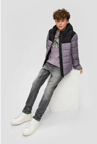 S.Oliver gewatteerde zomerjas grijs zwart Jongens Polyester Capuchon Effen 134 140 - Foto 3