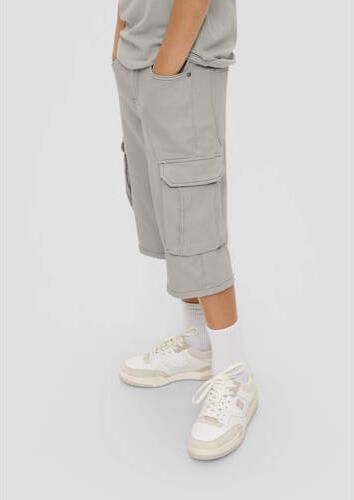 S.Oliver high waist cargobroek lichtgrijs Jongens Katoen Effen 152