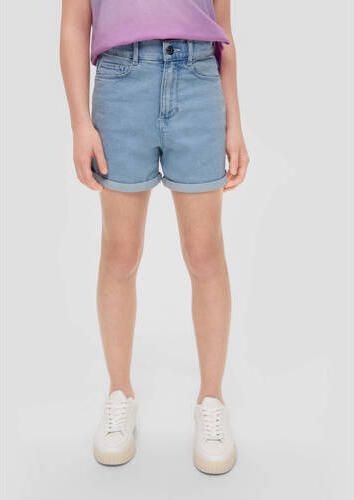 S.Oliver high waist denim short lichtblauw Meisjes Stretchdenim Effen 140