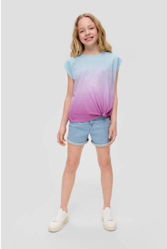 S.Oliver high waist denim short lichtblauw Meisjes Stretchdenim Effen 140 - Foto 2