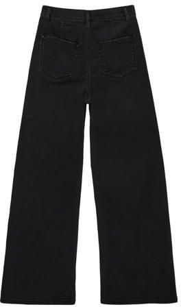 S.Oliver high waist wide leg jeans antraciet Zwart Meisjes Stretchdenim 134