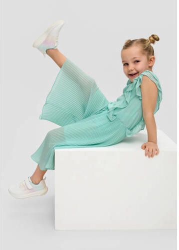 S.Oliver jumpsuit turquoise Blauw Meisjes Gerecycled polyester Ronde hals 140