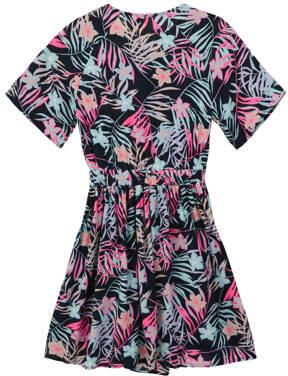 S.Oliver jurk met bladprint multicolor Meisjes Viscose Ronde hals Blad 140 - Foto 2