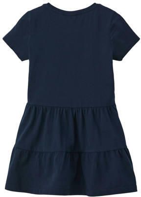 S.Oliver jurk met printopdruk donkerblauw Meisjes Katoen Ronde hals Printopdruk 104