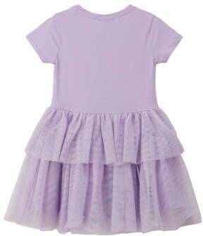 S.Oliver jurk met printopdruk lila Paars Meisjes Stretchkatoen Ronde hals 116 - Foto 3