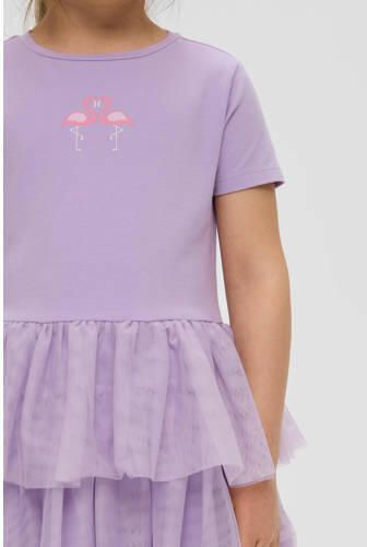 S.Oliver jurk met printopdruk lila Paars Meisjes Stretchkatoen Ronde hals 116 - Foto 2