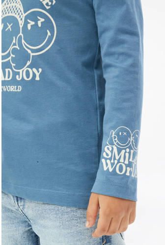 S.Oliver longsleeve met print blauw Jongens Katoen Ronde hals Printopdruk