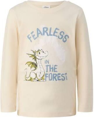 S.Oliver longsleeve met print ecru Jongens Katoen Ronde hals Printopdruk