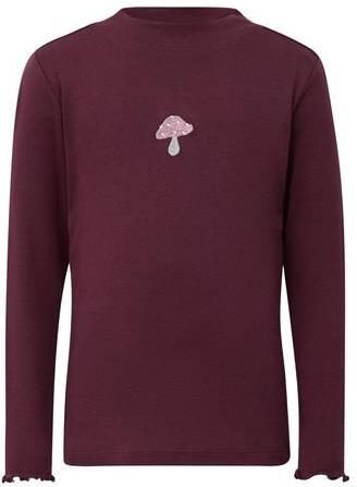 S.Oliver longsleeve met print paars Meisjes Katoen Opstaande kraag Effen glitter